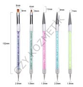 5'li Gökkuşağı Çift Taraflı Ve Dotslu Fırça Set