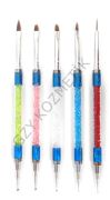 5'li Nail Brush Çift Taraflı Dotslu Fırça Set