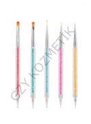 5'li Nail Brush Çift Taraflı Dotslu Fırça Set