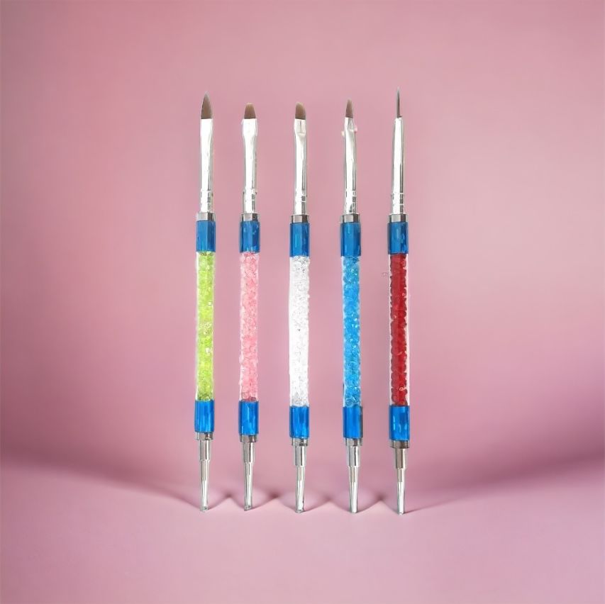 5'li Nail Brush Çift Taraflı Dotslu Fırça Set