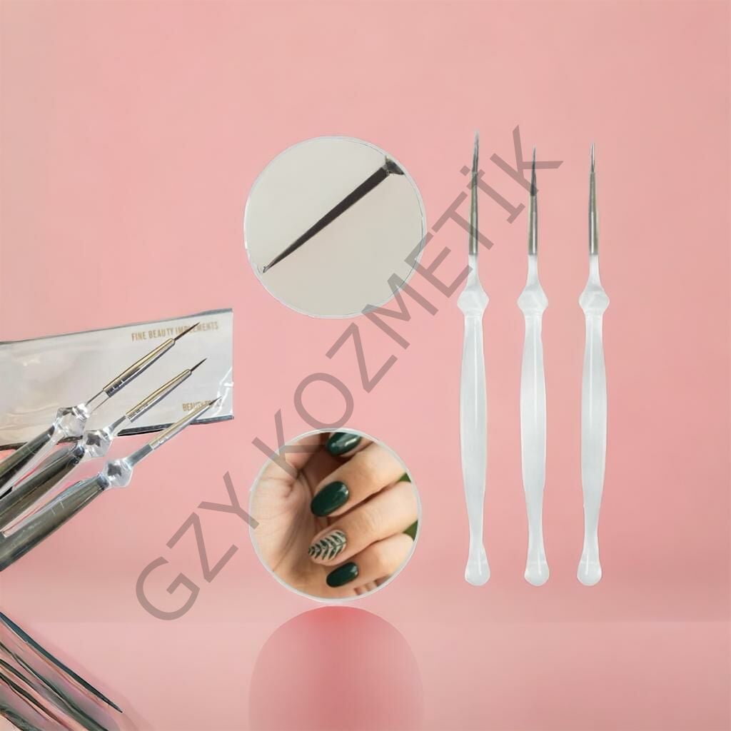 3'lü Aoyasue Aas Model Nail Art Fırça Set