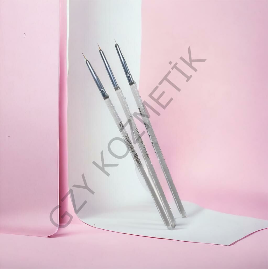3'lü Nail Art Fırça Düz Şeffaf