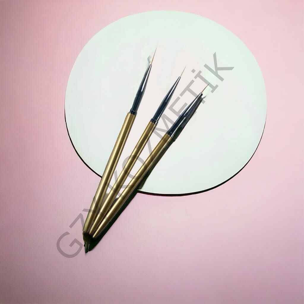 3'lü Nail Art Fırça Düz Sarı
